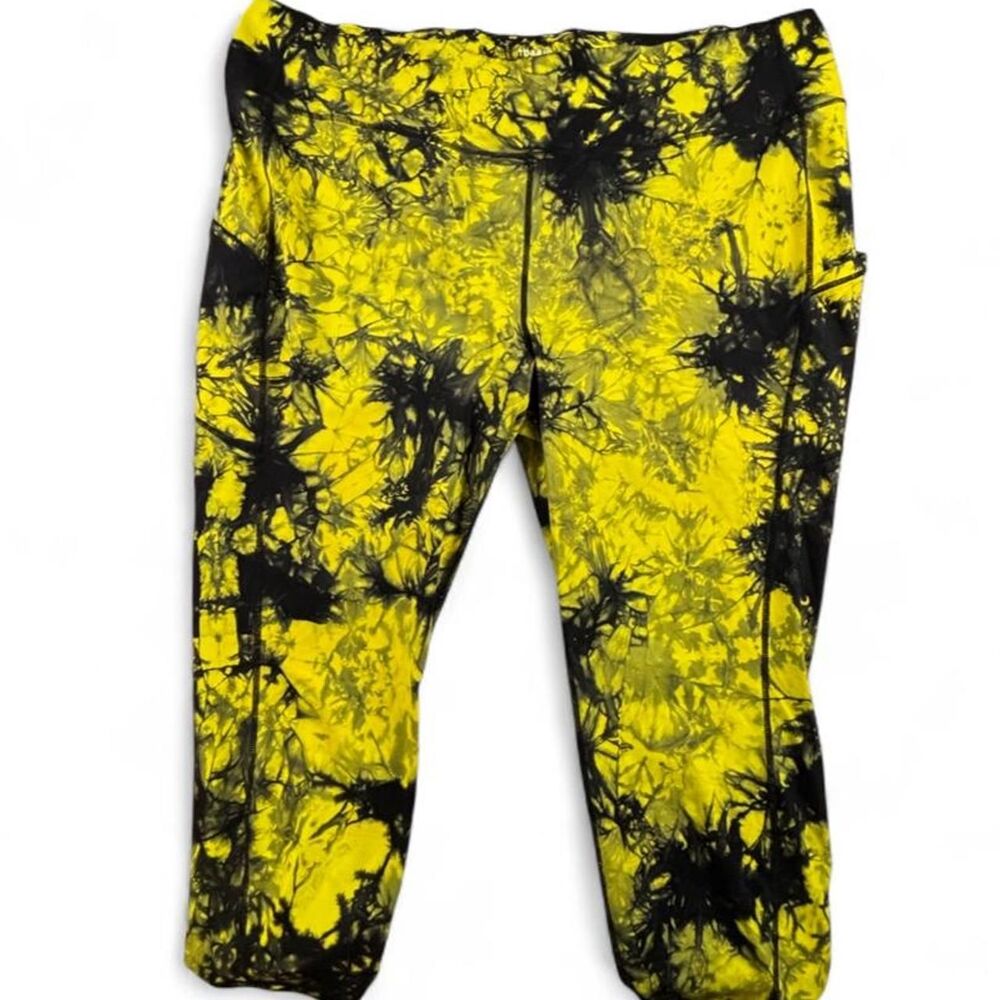 Torrid Yellow Black Tie Dye Capri Leggings Women’s Plus Size 5 Activewear
